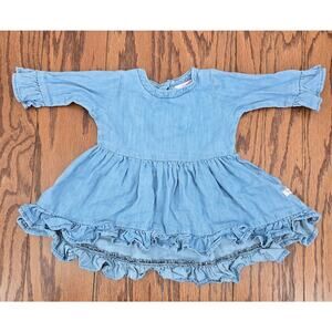 Ruffle Butts Stretch Denim High Low Tunic